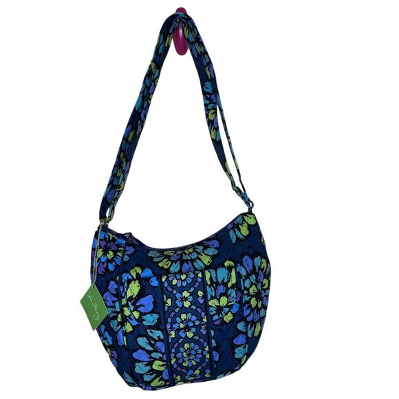 Vera Bradley Indigo Pop Floral CLARE Crossbody Bag Medium Blue - Picture 1 of 4